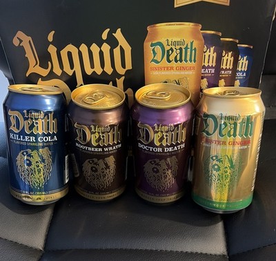 Liquid Death Rootbeer Wrath  Doctor Death Killer Cola Sinister Ginger 4 Cans