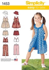 Simplicity 1453 Child's Summer Dress Shorts Top Hat 3-8 New Uncut
