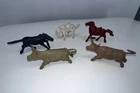 5 Marx Vintage Chubby Longhorn Steers & Horses Farm Toys
