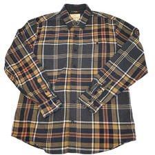 Weatherproof Vintage Button Down Shirt Men's L Gray Check Plaid Flannel Casual