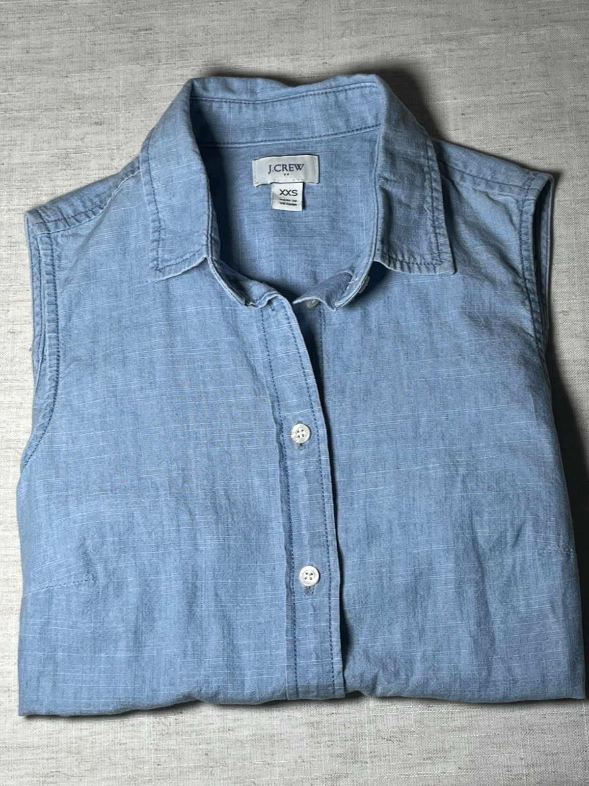 J Crew Sleevless Blue Collared Button Up Poplin B… - image 6