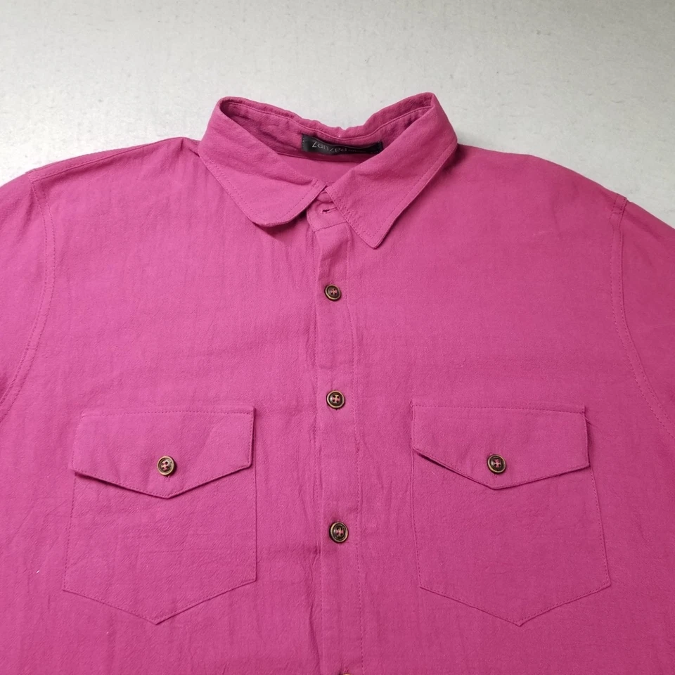 Zanzea Shirt Dress Womens Size XXL Pink Button Front Maxi Plus Cotton - Image 2 of 4