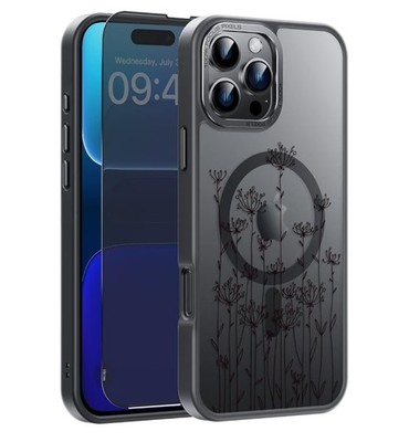 Goodon for iPhone 16 Pro Case with Privacy Screen Elegant Small Flower
