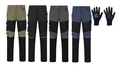 Work Trousers with 4 Way Stretch Insert Stretch Trousers Waistband Pants Vers. Colours