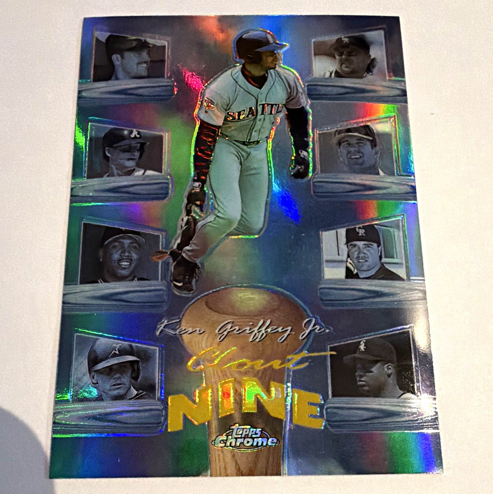 1998 Topps Chrome Ken Griffey Jr Clout Nine Refractor Insert #C8