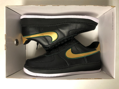 Nike By You Air Force 1 Low Black White Gold HF0659-900 Men's Size