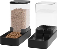 Automatic Cat Feeder and Water Dispenser in Set with Pet Food Bowl,Gravity Dog W