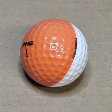 Vtg PING Eye Golf Ball Two Tone Orange White Karsten 1 Collectible Bear Lake GC