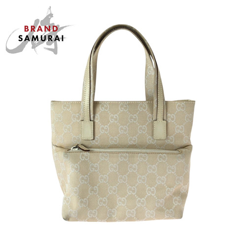 Gucci Beige White Gg Canvas/Leather 002 1079 Handbag Tote Bag Ladies 506815 Used