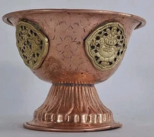 Copper Ritual Bowl Lamp/Candle Holder Tibetan Prayer Brass Buddist Chalice Small