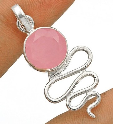 Natürlicher Rosenquarz 925 Sterling Silber Anhänger Schmuck @B15-6