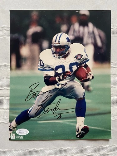 Barry Sanders Signed 8x10 Photo - JSA COA - NFL Detroit Lions HOF - “20” Inscr.