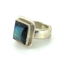Vintage Labradorite, Sterling Silver Ring Sz. 5.5