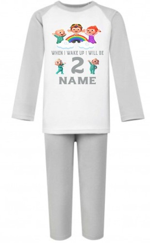 Personalised Boys Girls Baby when I wake up Cocomelon PJ's loungewear pyjamas - Picture 4 of 9