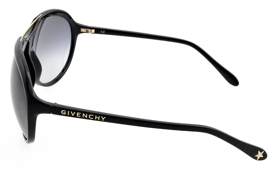 全新 GIVENCHY SGV724 0742 65 毫米黑色金色飞行员太阳镜 意大利 男女皆宜 — 第 3/4 张图片
