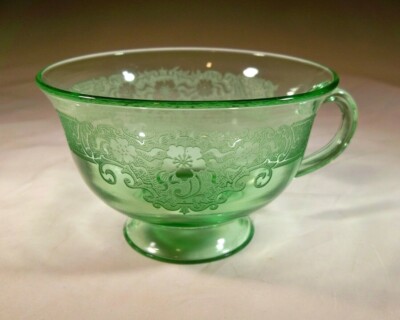 FOSTORIA GLASS CO. VESPER GREEN #2350-1/2 FOOTED COFFEE or TEA CUP!