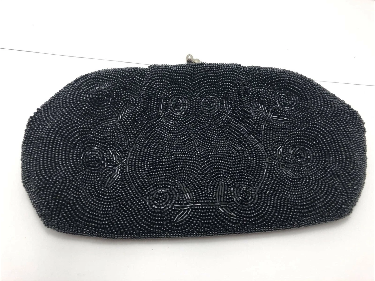 Black beaded 2025 clutch evening bag