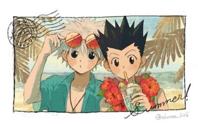 Anime hunter gon freecss killua zoldyck post card Stitched Gaming Mat Desk