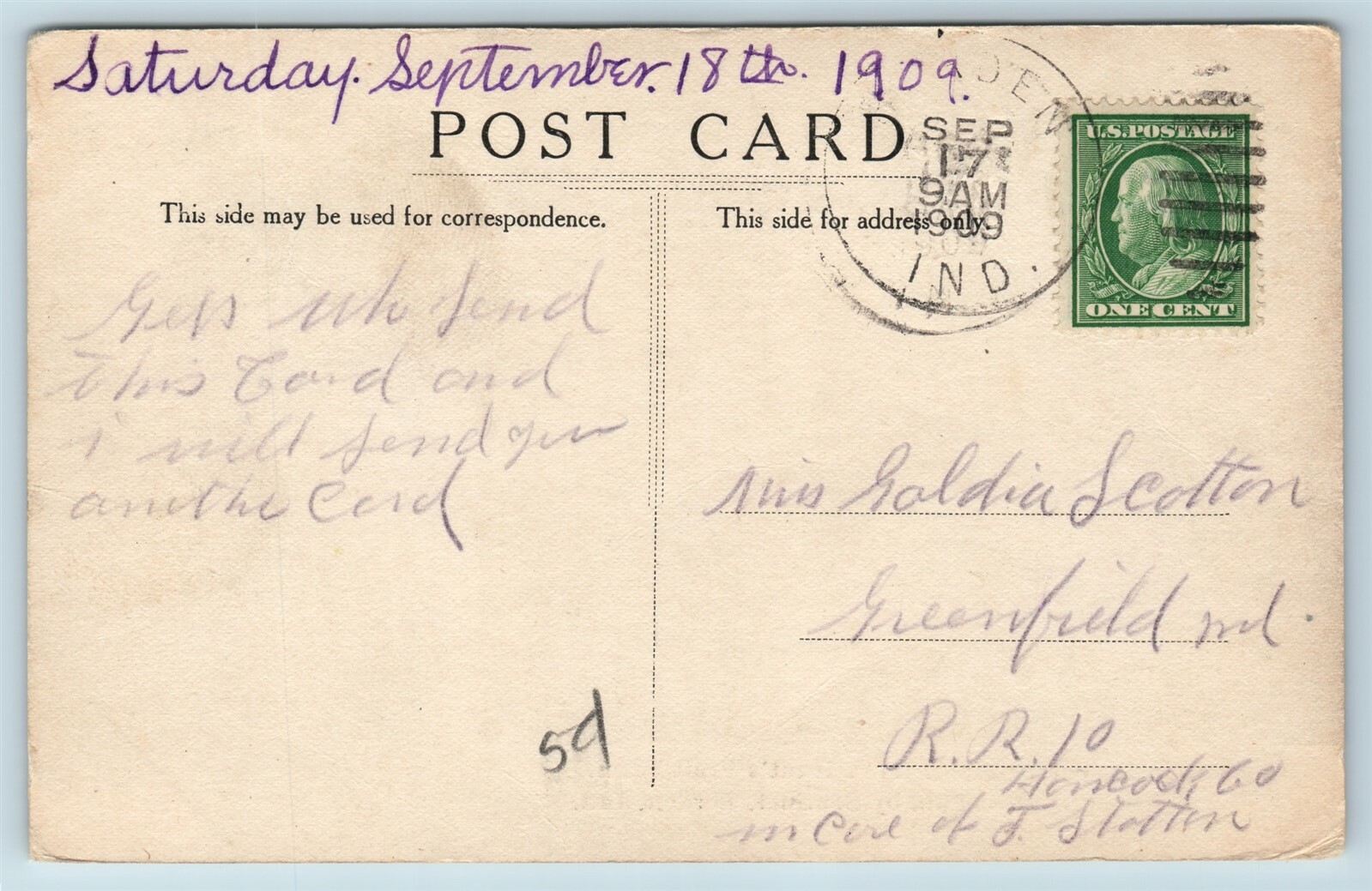 Postcard IN Borden Indiana Pickers Raspberry Field JW Hunt's Fruit Farm