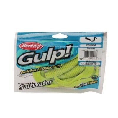 Berkley Floating Gulp Grub Soft Fishing Lure 6'' Chartreuse 4/Pk 1130758