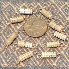 15mm x 4mm Bright Silver Tone Screw In Barrel Clasps 10 
