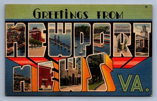 Postcard Vtg Large Letter Newport New Virginia Greetings
