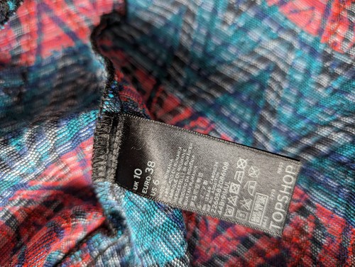 Topshop Tapestry Midi Skirt UK 10 EUR 38 Zig Zag Tapestry Swing A-line - Picture 7 of 12