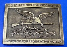 Vintage NRA Institute for Legislative Action Brass Tone Gun Rights Belt Buckle