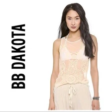 NWT BB Dakota Jayda Ivory Embroidered Boho Tank Top Size M