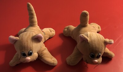 2 Vintage Tonka Pound Puppies Purries Striped Tabby Kitten Cat 7'' Plush