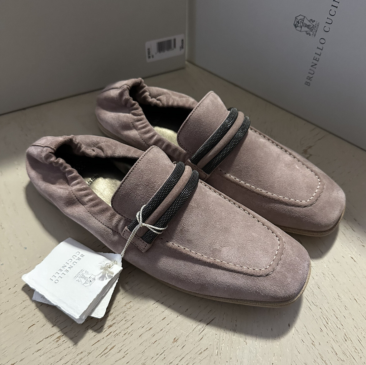 NIB $1250 Brunello Cucinelli Women Suede Monili-Strap NIB $1250 Brunello Cucinelli Women Suede Monili-Strap