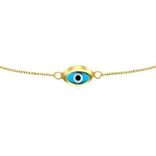 Blue Evil Eye Bracelet in 14 Karat Solid Gold