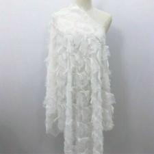 Jacquard Chiffon Stoff Pfauenfeder Muster Quasten Fransen Kleid Material