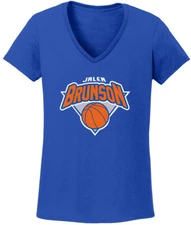 V-NECK Ladies Jalen Brunson New York Knicks Logo Shirt