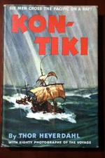 KON-TIKI by Thor Heyerdahl 1950 HC/DJ Pacific Ocean Exploration Very Nice BOMC