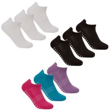 Red Tag Ladies Yoga Socks 3/6/9/12 Non Slip Sole Grip Trainer Liner For Pilate