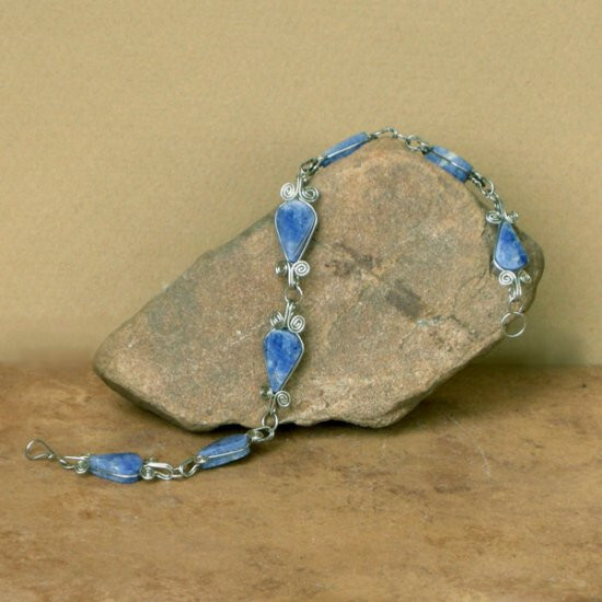 Handcrafted Sodalite/Alpaca Silver Seven Stone Bracelet Fair