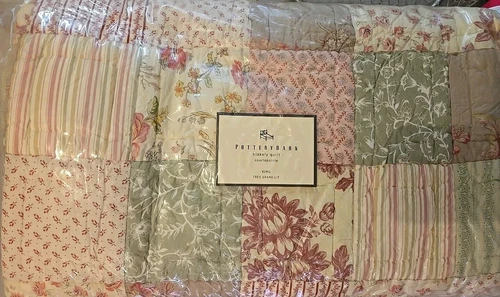 Pottery Barn Blakely Floral Patchwork Quilt Bedspread Mixed Cottage King NEW!