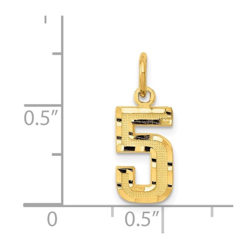 14k kleiner gebürsteter Diamantschliff Nummer 5 Charm - Bild 4 von 4
