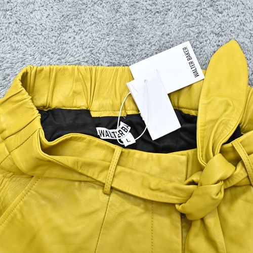 Walter Baker Dijon Short Bright Yellow Genuine Lamb Leather Shorts SZ L $398 NWT - Picture 4 of 5