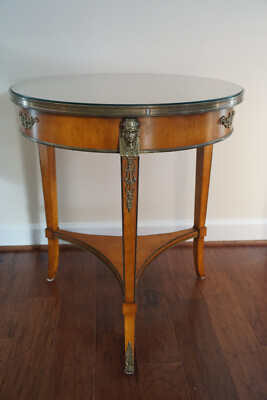 John Widdicomb Egyptian Revival Round Wood Side Table