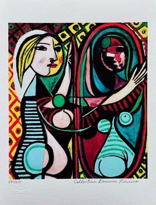 Pablo Picasso GIRL BEFORE A MIRROR Estate Signed & Numbered Giclee Art 16'' X 12''