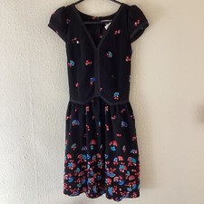 Trollied Dolly  Black Fan Dress Retro Vintage Small