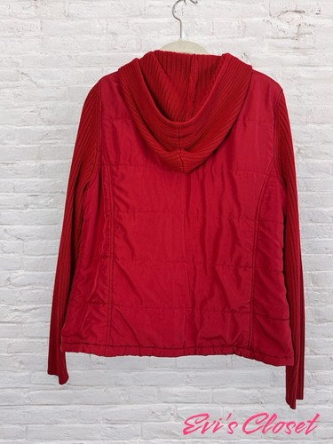 Carolyn Taylor Red Youth Jacket Puff Body Knit Sleeve Hoodie Youth XL - Picture 3 of 14