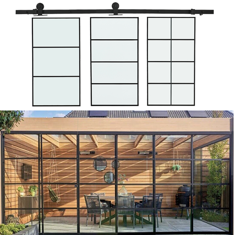 3x6.7FT Sliding Door Glass and Aluminium Slide Rail Sliding Glass