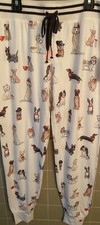 PJ Salvage PAJAMA PANTS DOGS CANINES COFFEE LARGE IVORY Womens CUFFED