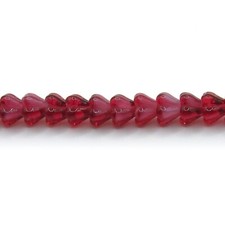 Pearl Fuchsia Swirl Baby Bell Flowers - 50 4x6 mm Czech Glass Pressed Beads