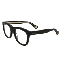 GUCCI Unisex Square Rectangle Black W/Gold Arm Detail Eyeglasses Demo Lens 480