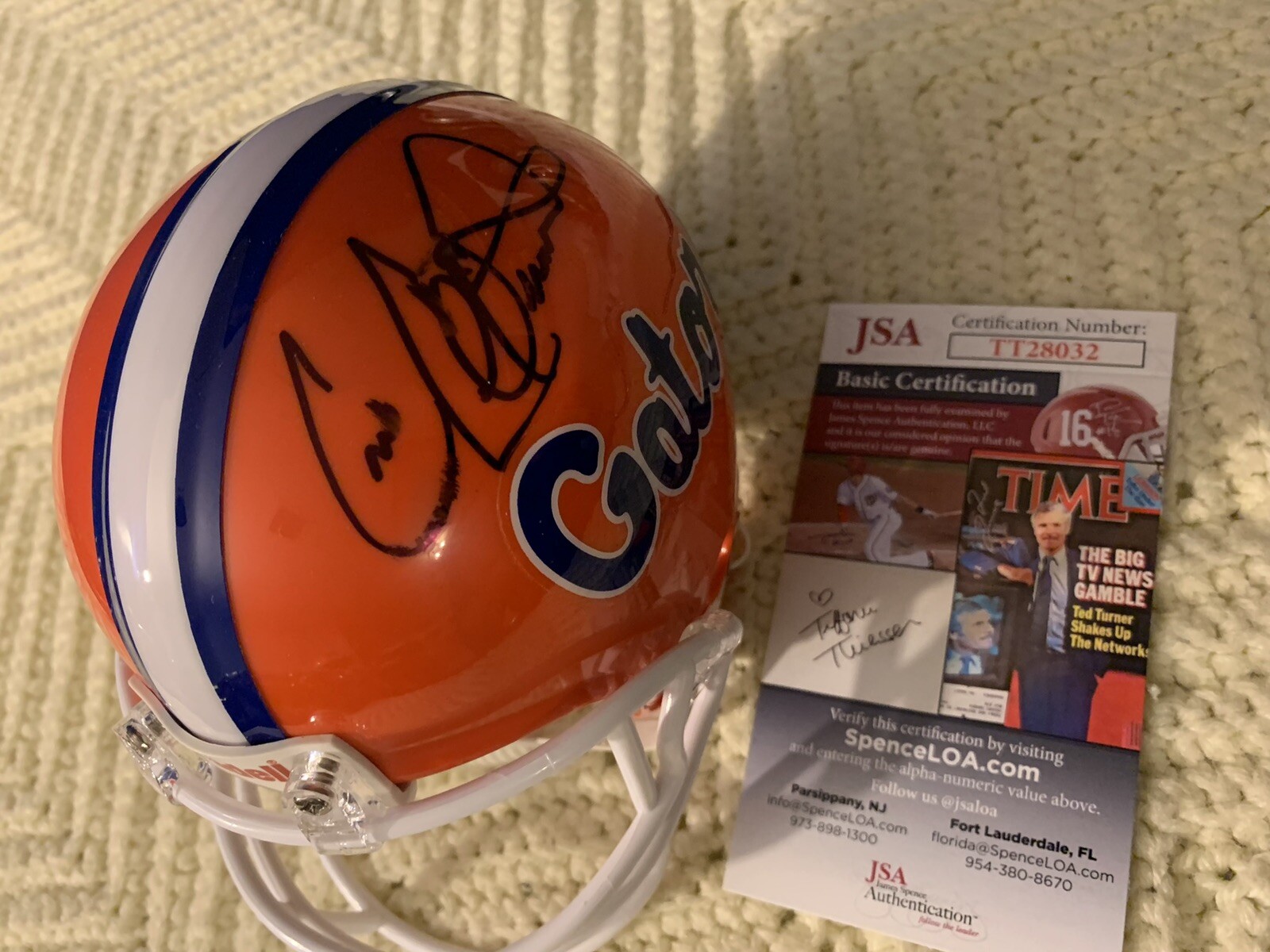 Cris Collinsworth Autographed Signed Florida Gators Mini Helmet JSA Authenticated COA Smear 