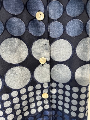 Wolf & Badger At Last Navy Blue Silk Velvet Spot Shirt Dress Light Jacket 12 14 - Picture 18 of 21